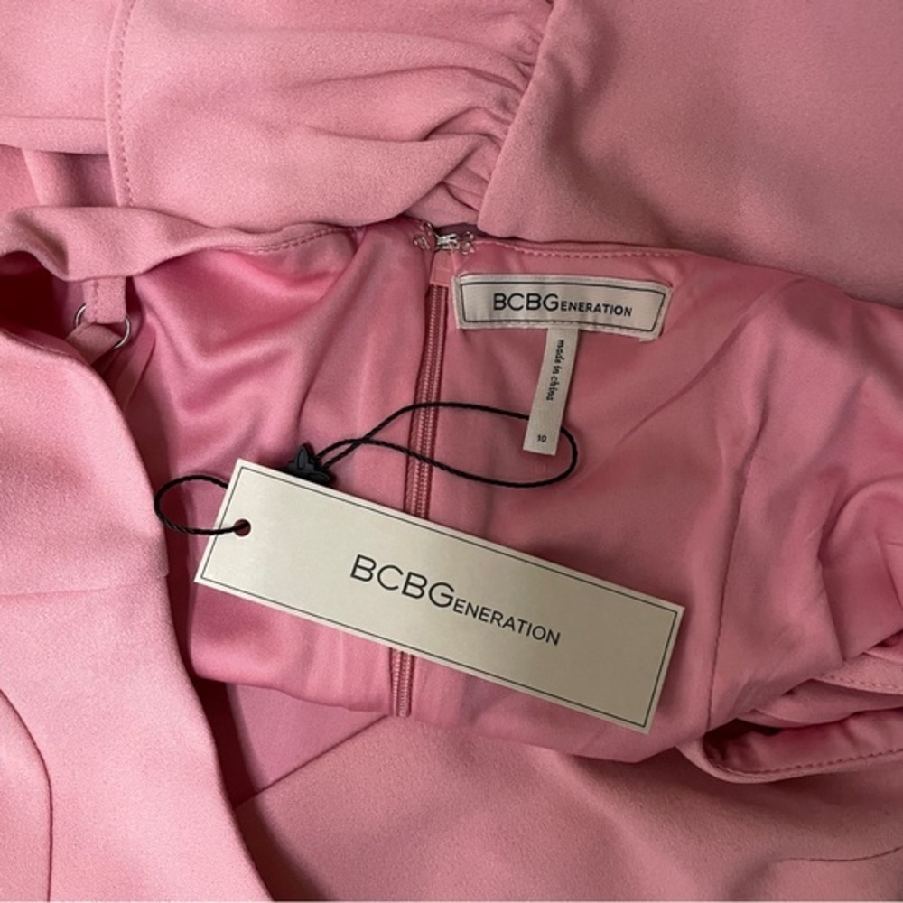 BCBGeneration Coral Pink Tiered Ruffle Hem Mini Dress - Picture 6 of 6